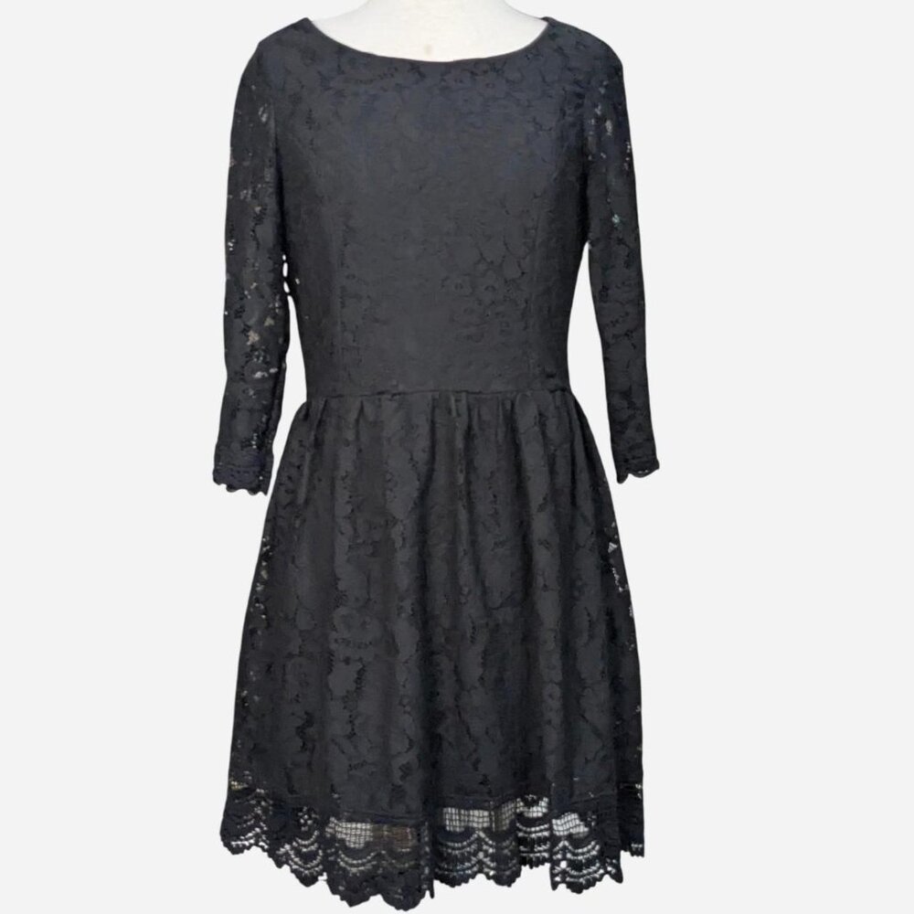 Black Lace Babydoll Dress Vintage Goth Dress - L